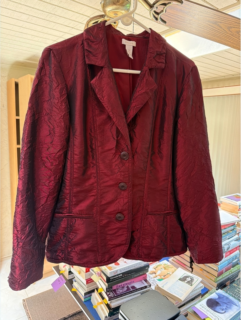 Chicos red blazer sz 2